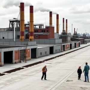 Image depicting the struggle of the job market in Michigan with empty factories.