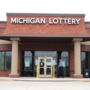 Exterior view of the Michigan Lottery Claim Center