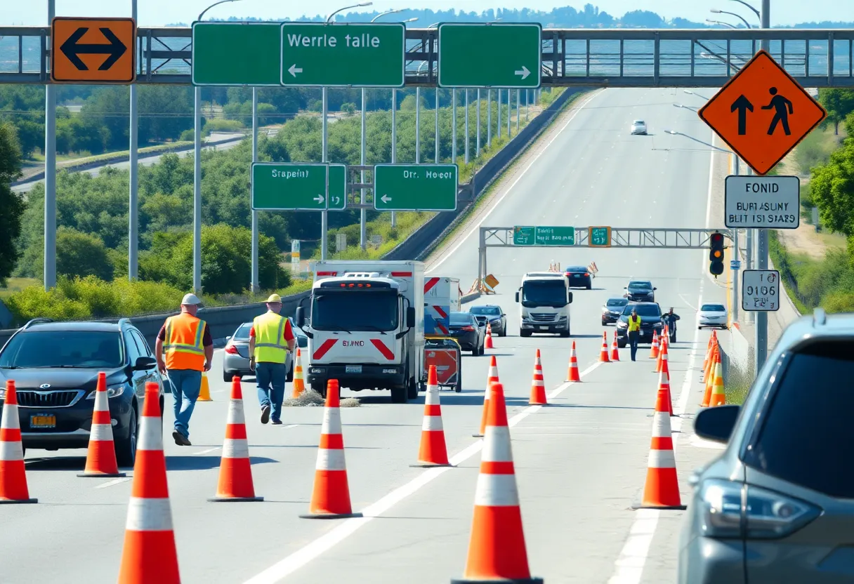 Traffic being redirected due to road construction in Michigan