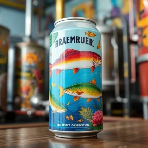 A can of Native Waters IPA with artwork depicting native fish species.