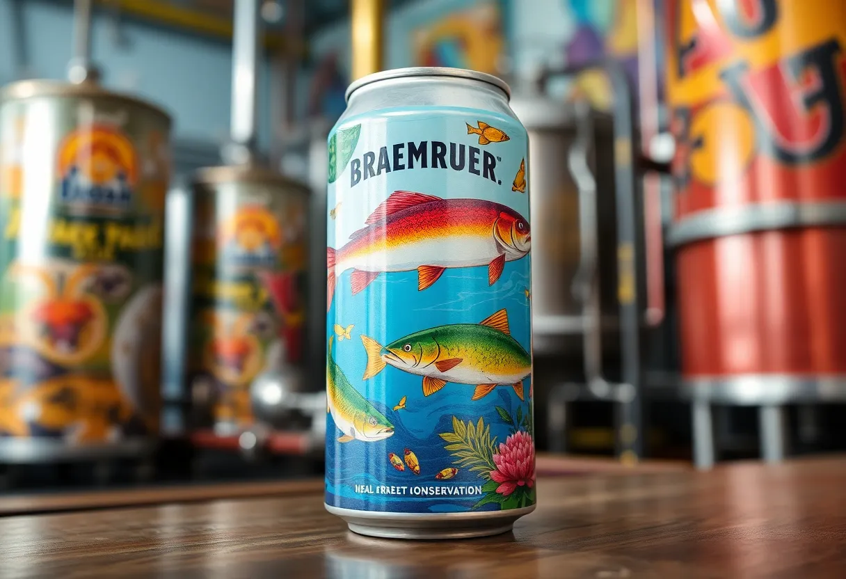 A can of Native Waters IPA with artwork depicting native fish species.