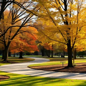 A community park in Northville with autumn trees.