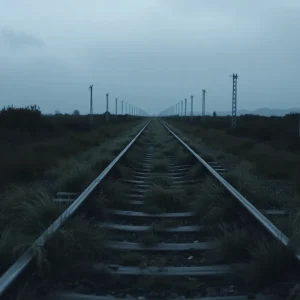 Scene of the Tonti Train Crash site with investigative tools.