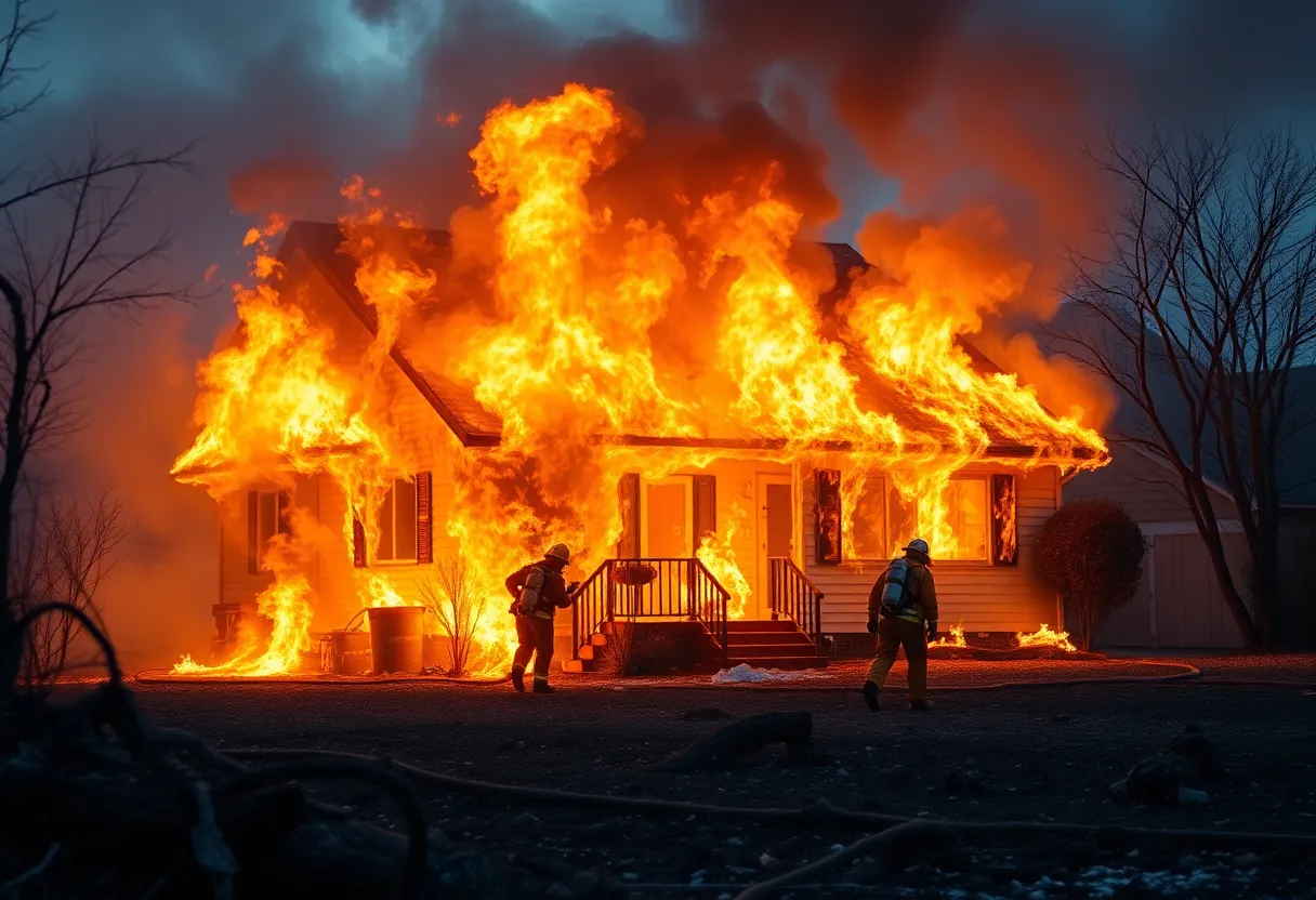 Home on fire in Salem Township during brush fire incident