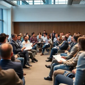 Town hall meeting discussing automotive tariffs impact