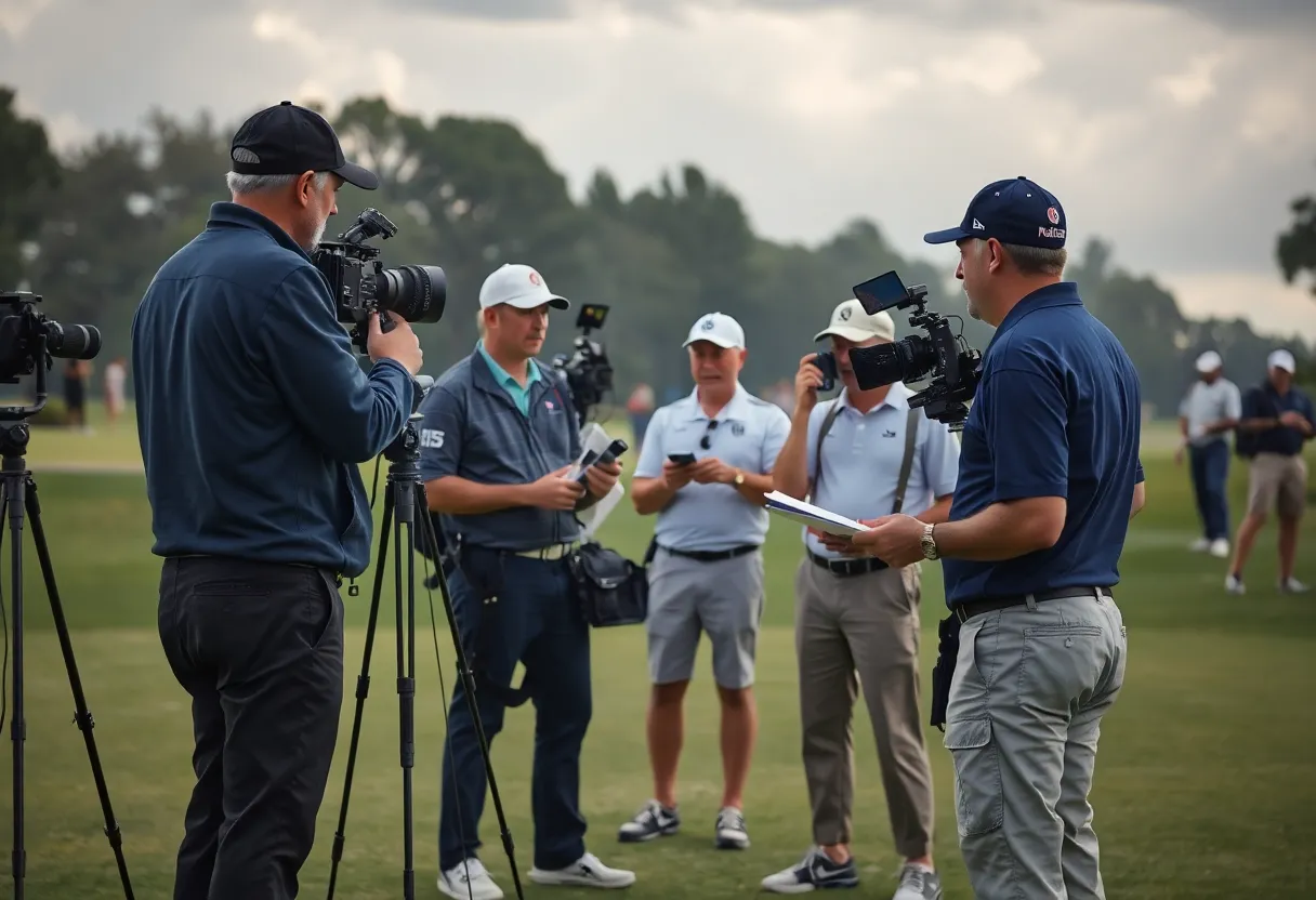 Media professionals covering a golf tournament