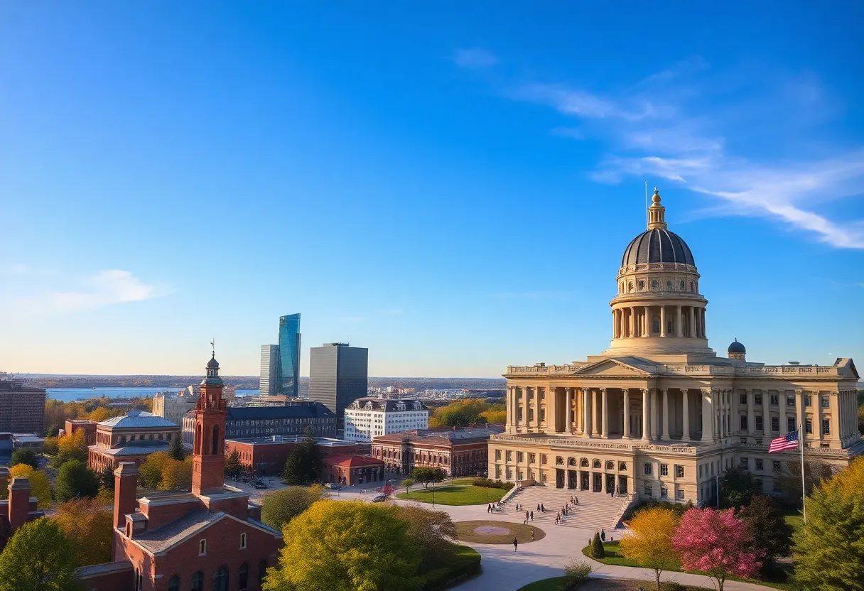 Panoramic view of Michigan's Tri-Cities showcasing community involvement in elections.
