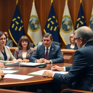 Legislators discussing the Michigan state budget