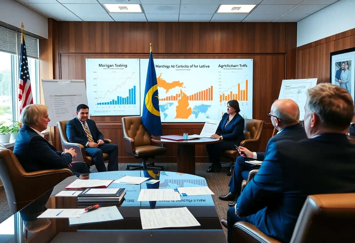Officials discussing the economic impact of tariffs in Michigan