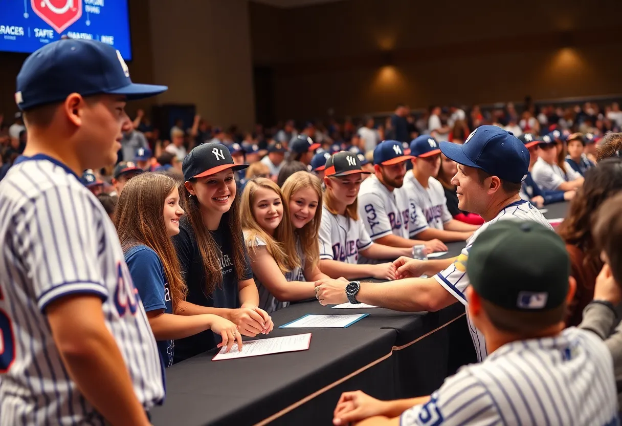 Highlight scene from the MLB Draft Day showcasing team selections and young players.