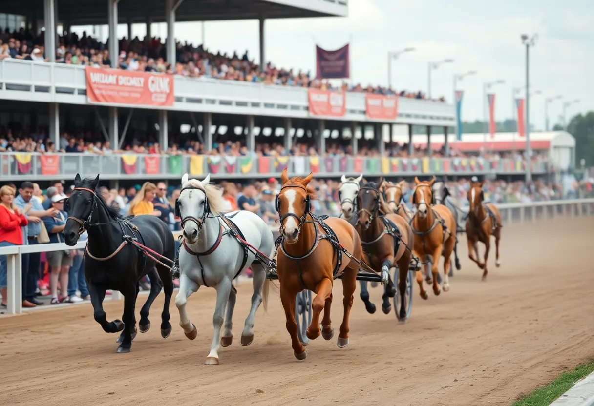 Horses racing at Northville Downs