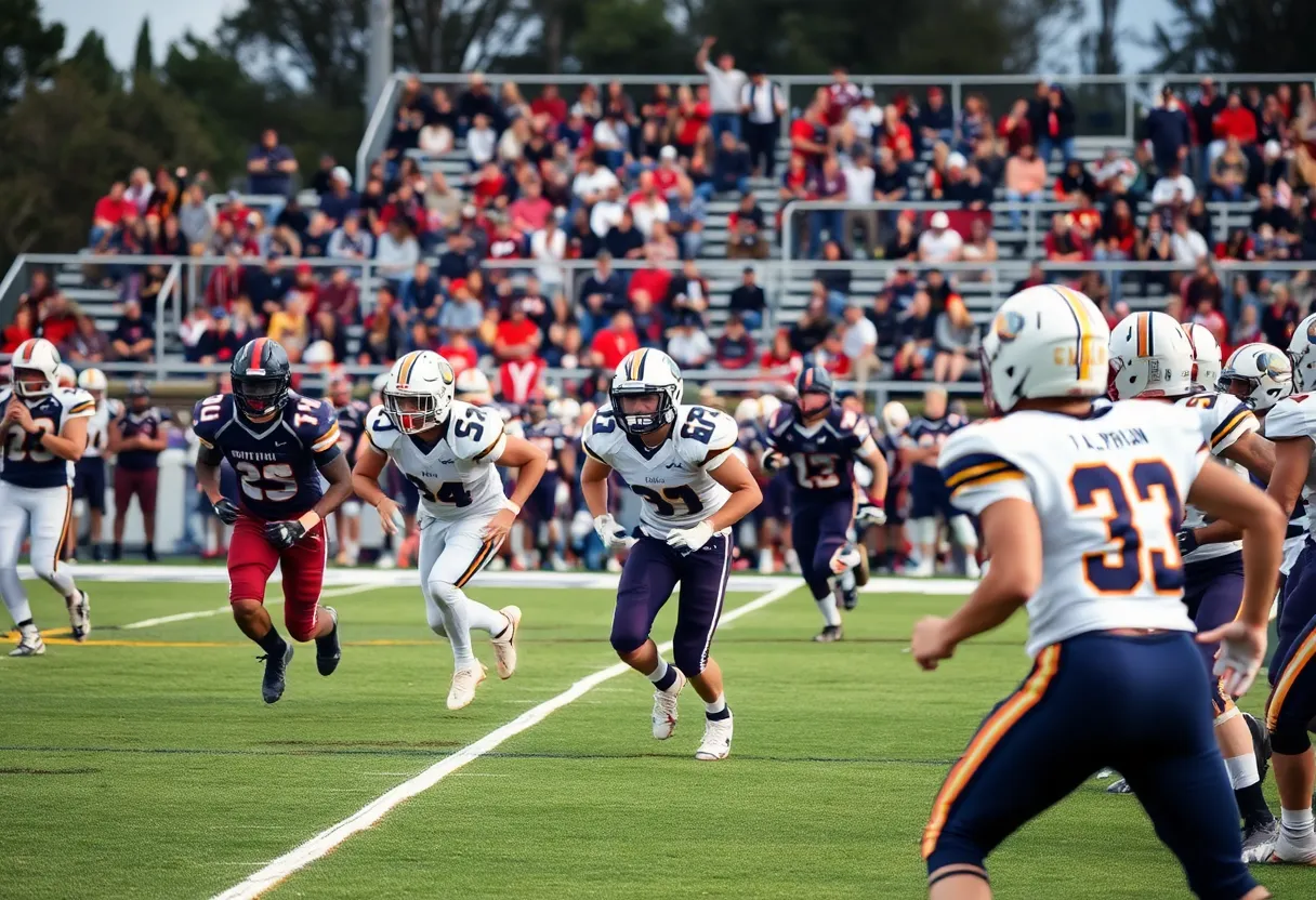 Northville Mustangs football game action against Lake Orion Dragons