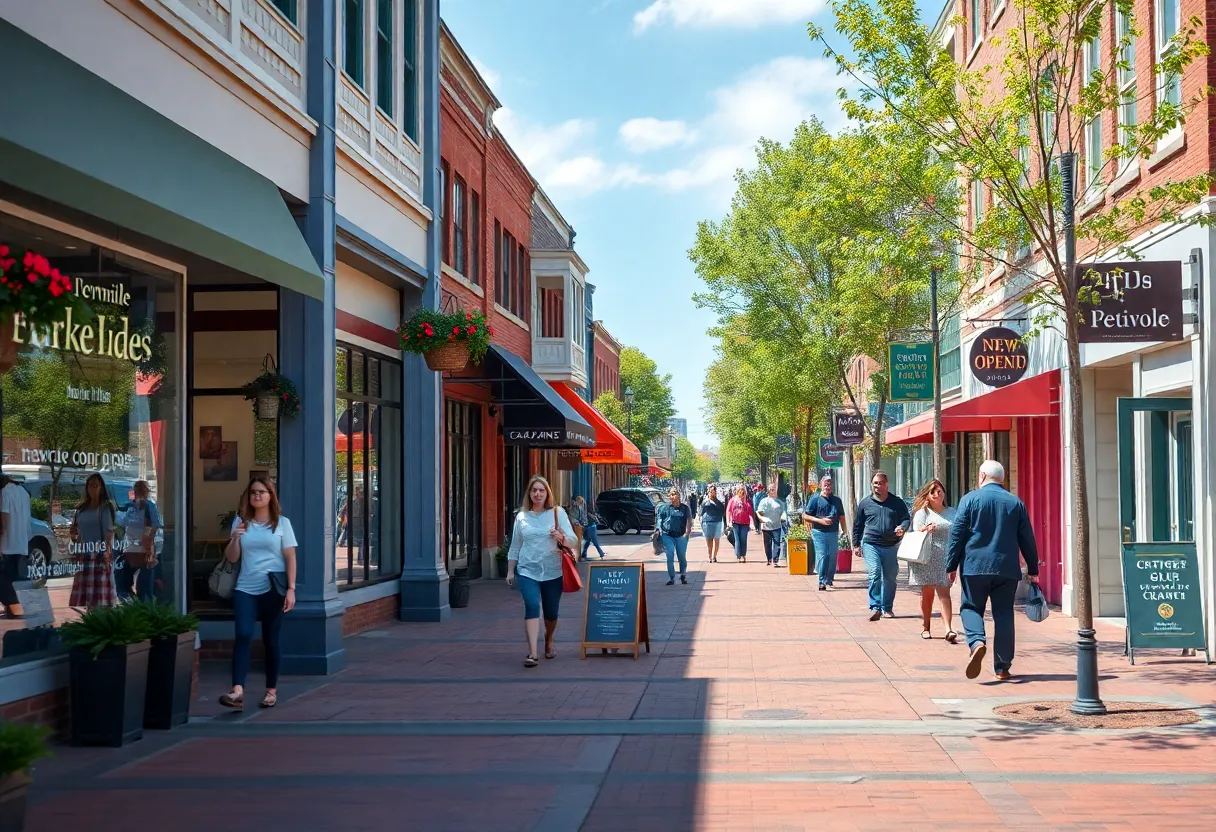 Shoppers enjoying the new stores in downtown Northville.