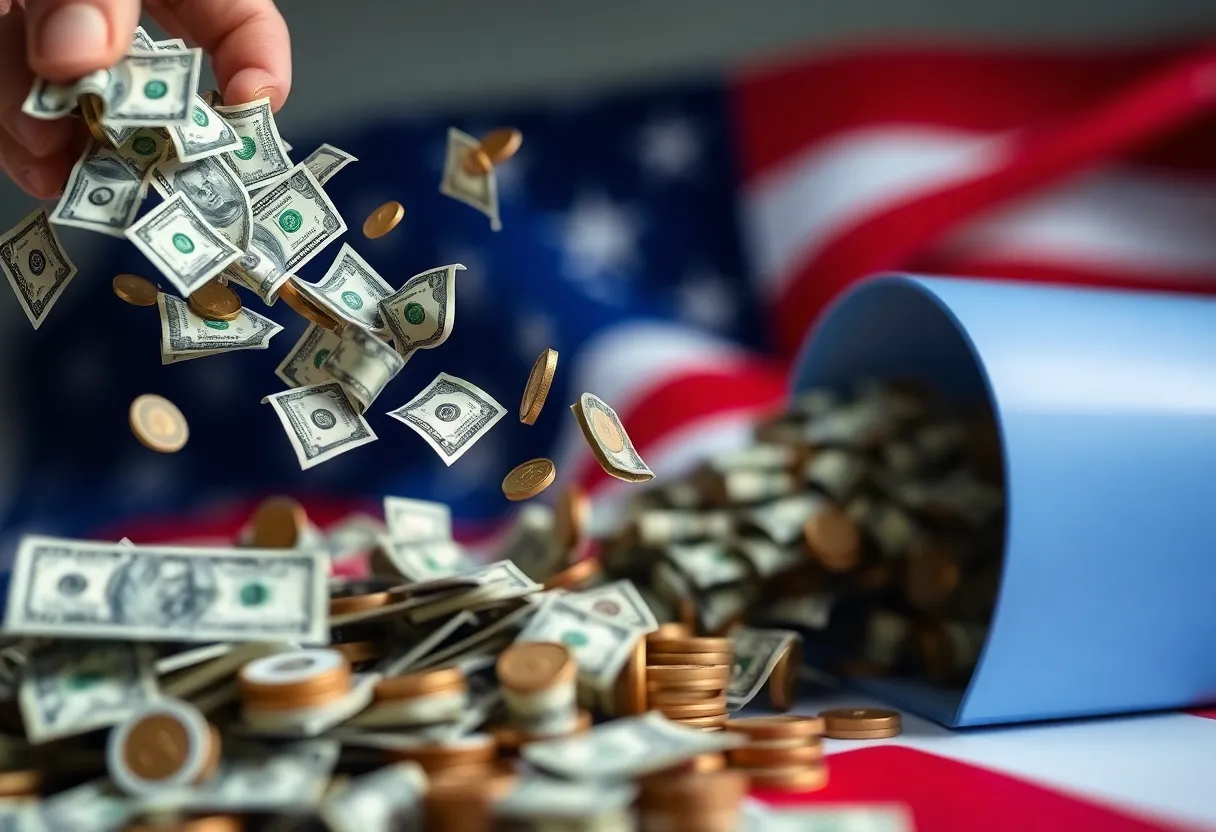 Abstract representation of political donations supporting a campaign.