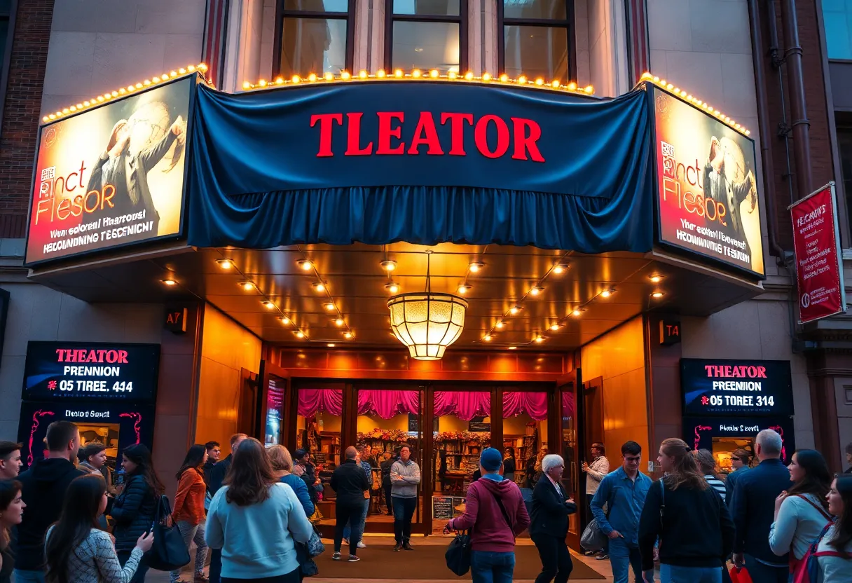 Entrance of Tipping Point Theatre decorated for the new season