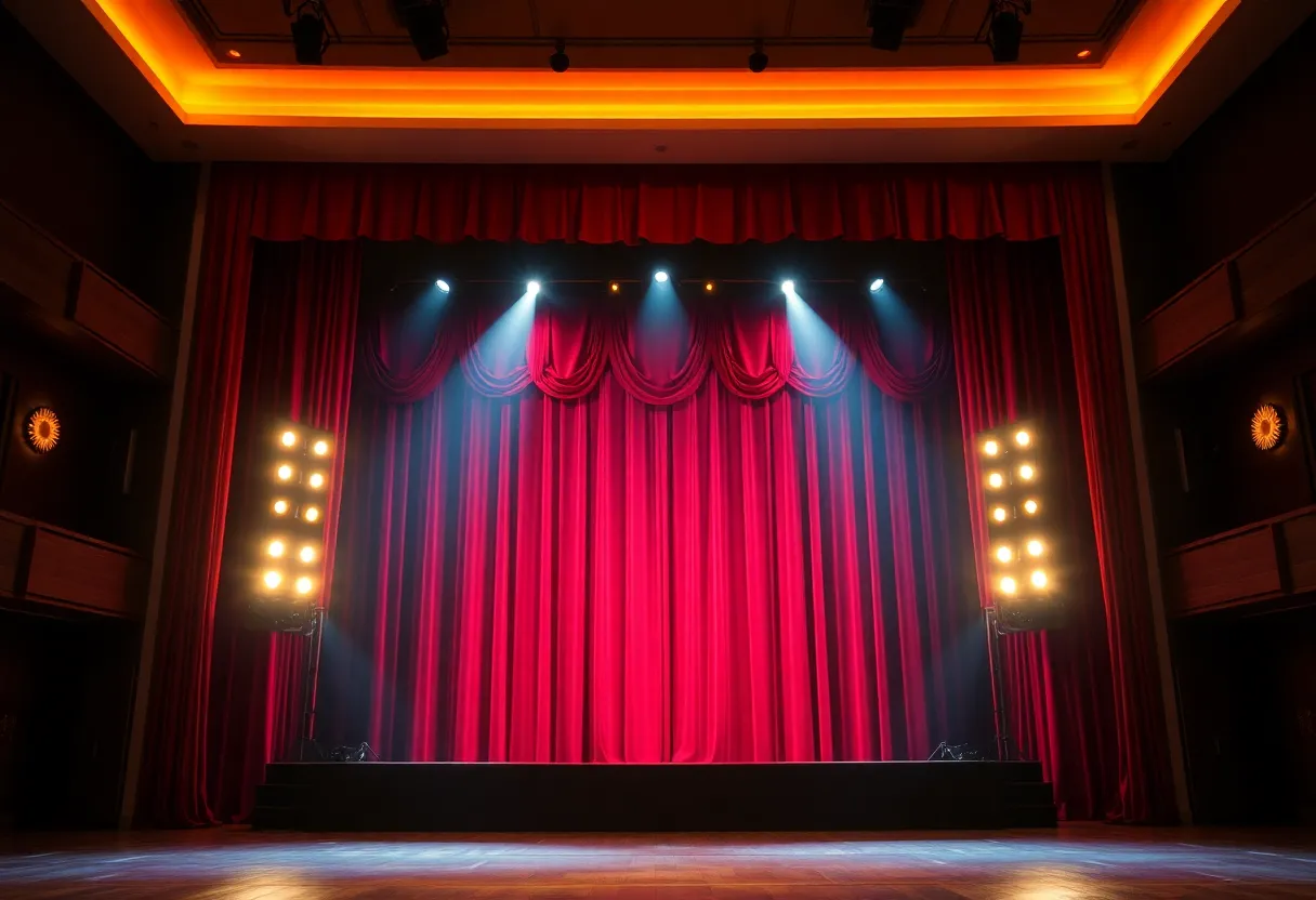 Stage of Tipping Point Theatre with dramatic lighting