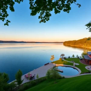 Luxury homes along the shore of Walloon Lake in Michigan