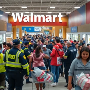 Emergency responders at Walmart following stabbing incident