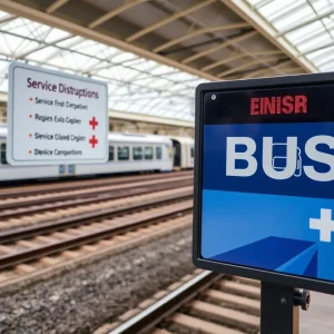 Image depicting Amtrak train cancellations and alternative bus services.