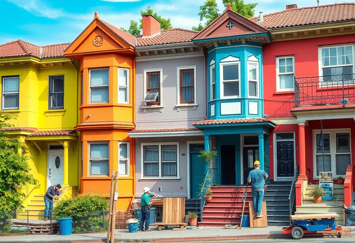 Cast members enjoying a home renovation project filled with laughter and creativity.