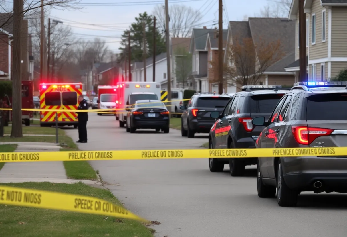 Police investigation scene in Canton Township related to domestic violence.