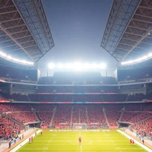 Crowd enjoying a football game at Centreville Bank Stadium