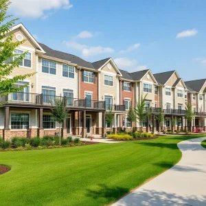 Exterior view of Coldwater Ridge luxury condos in Northville, Michigan