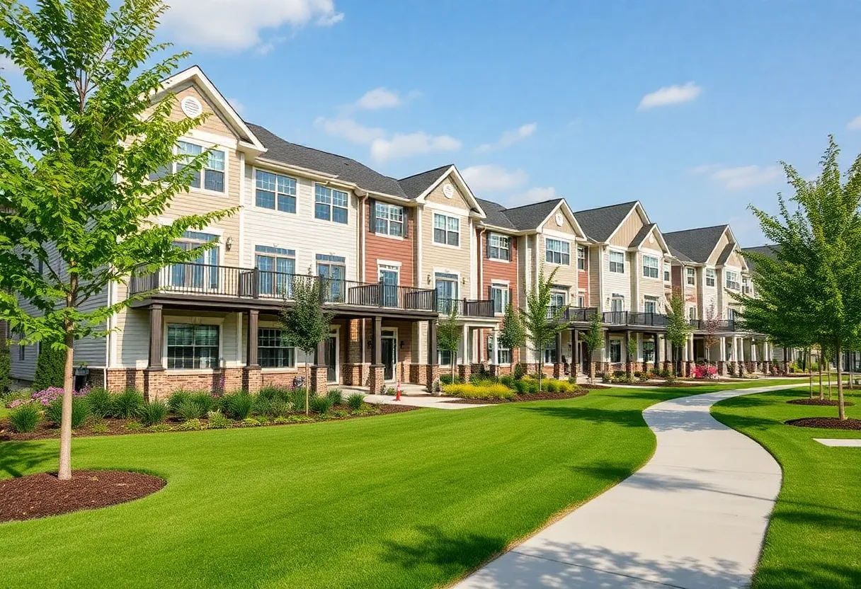 Exterior view of Coldwater Ridge luxury condos in Northville, Michigan