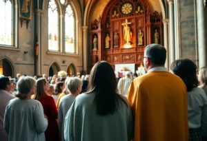 Community gathering at the Cathedral of the Most Blessed Sacrament
