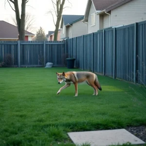 Coyote seen in a residential area in Northville during the day.