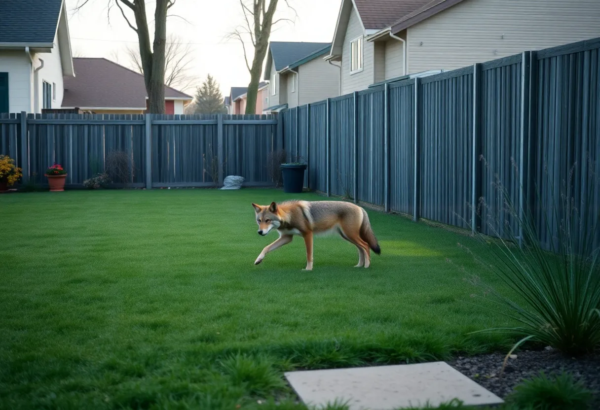 Coyote seen in a residential area in Northville during the day.