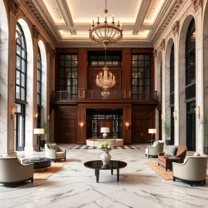 Renovated lobby of Dearborn Inn showcasing elegance and comfort