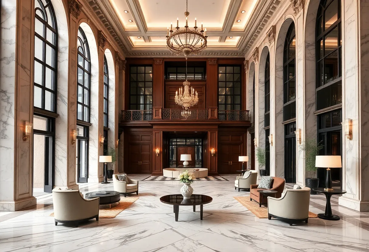 Renovated lobby of Dearborn Inn showcasing elegance and comfort