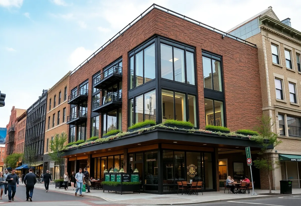 Downtown Ann Arbor renovation showcasing a mix of modern and historic architecture.