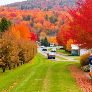 A vibrant autumn scene depicting families enjoying fall activities in Southeast Michigan.
