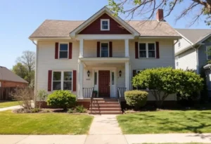 A charming fixer-upper home being renovated with construction tools around it.
