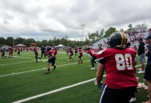 Players in a high school football game