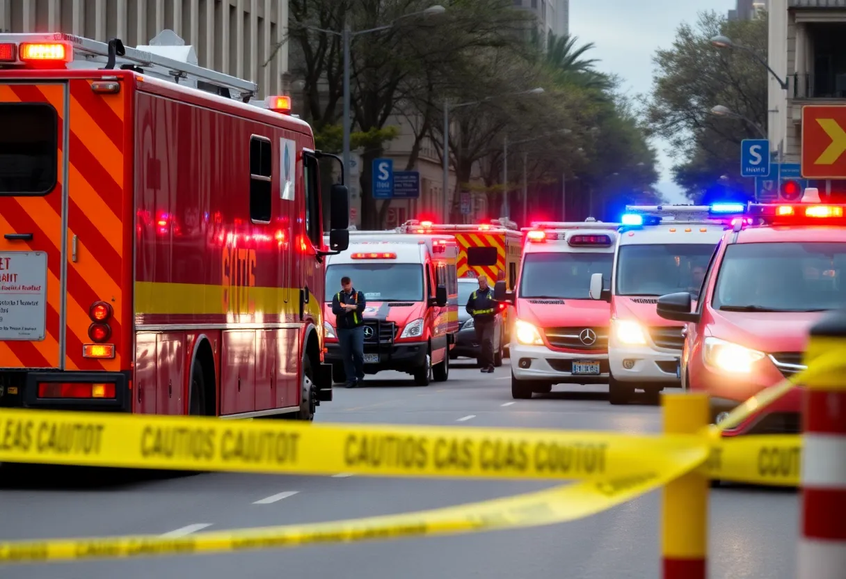 Emergency responders at the scene of a gas leak in Plainfield Township.
