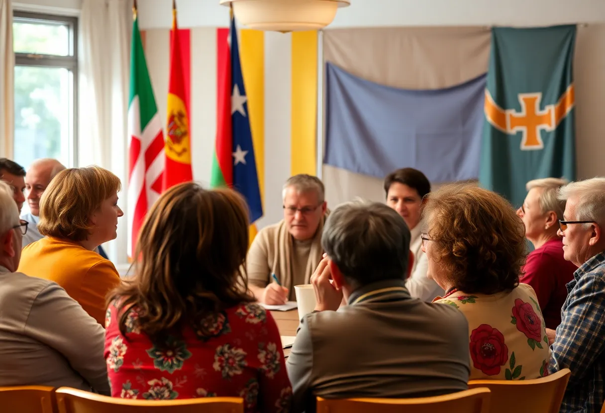 Residents of Hamtramck discussing the flag policy in a community meeting.