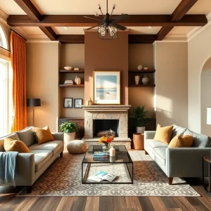 A family-oriented renovation scene in a cozy living room