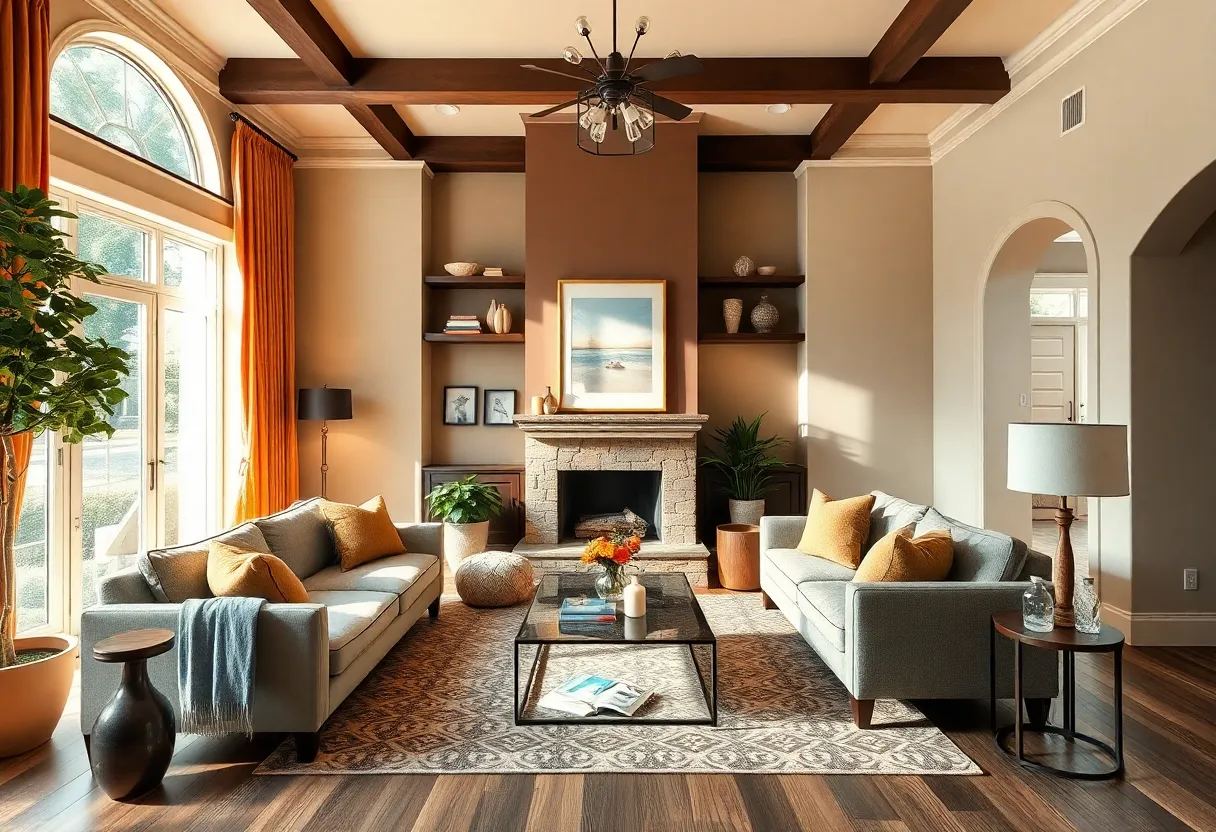 A family-oriented renovation scene in a cozy living room