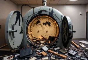 Debris from an explosion of a hyperbaric chamber