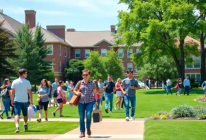 Students enjoying campus life at Michigan universities