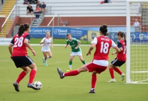 Muskegon Community College women's soccer game in action