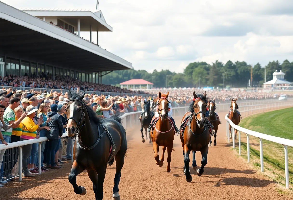 Horses racing at Northville Downs