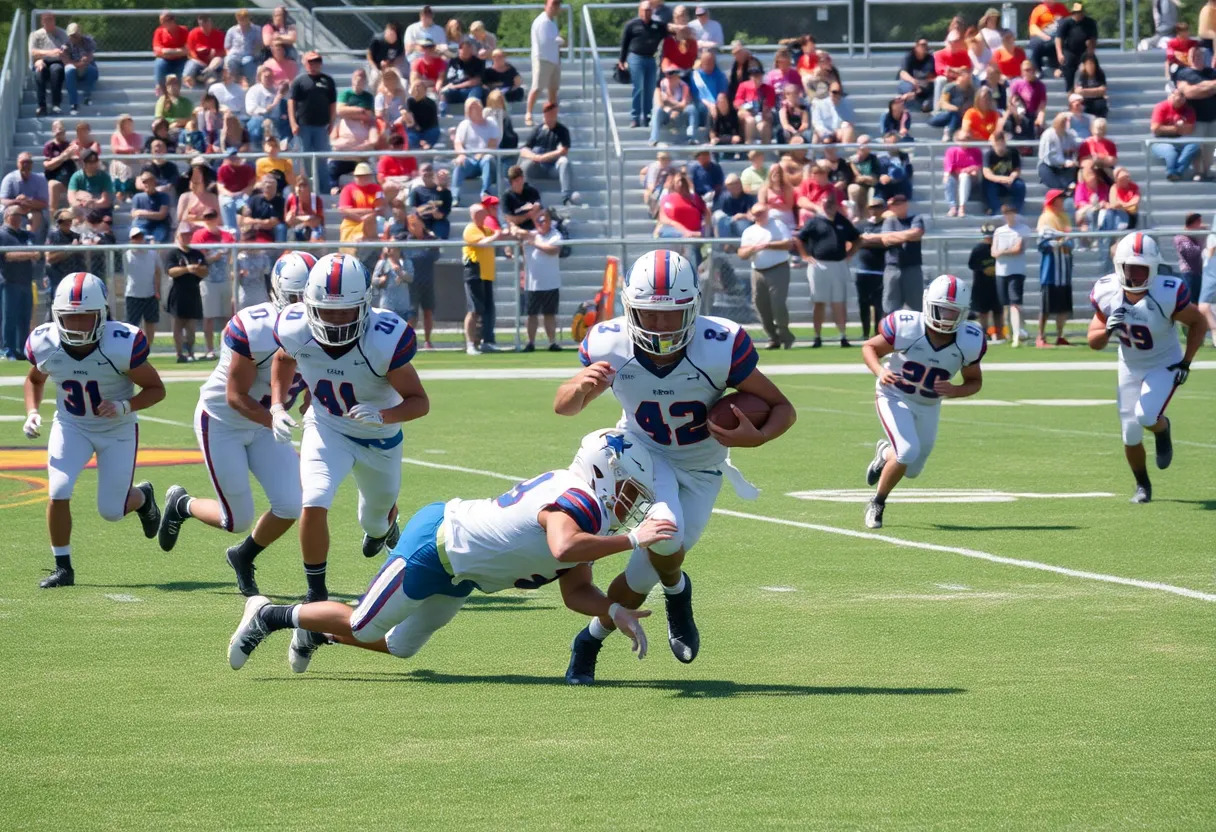 Northville football team in action during a game against Plymouth
