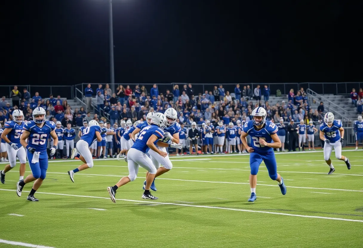 Northville High School football players in action during a game.