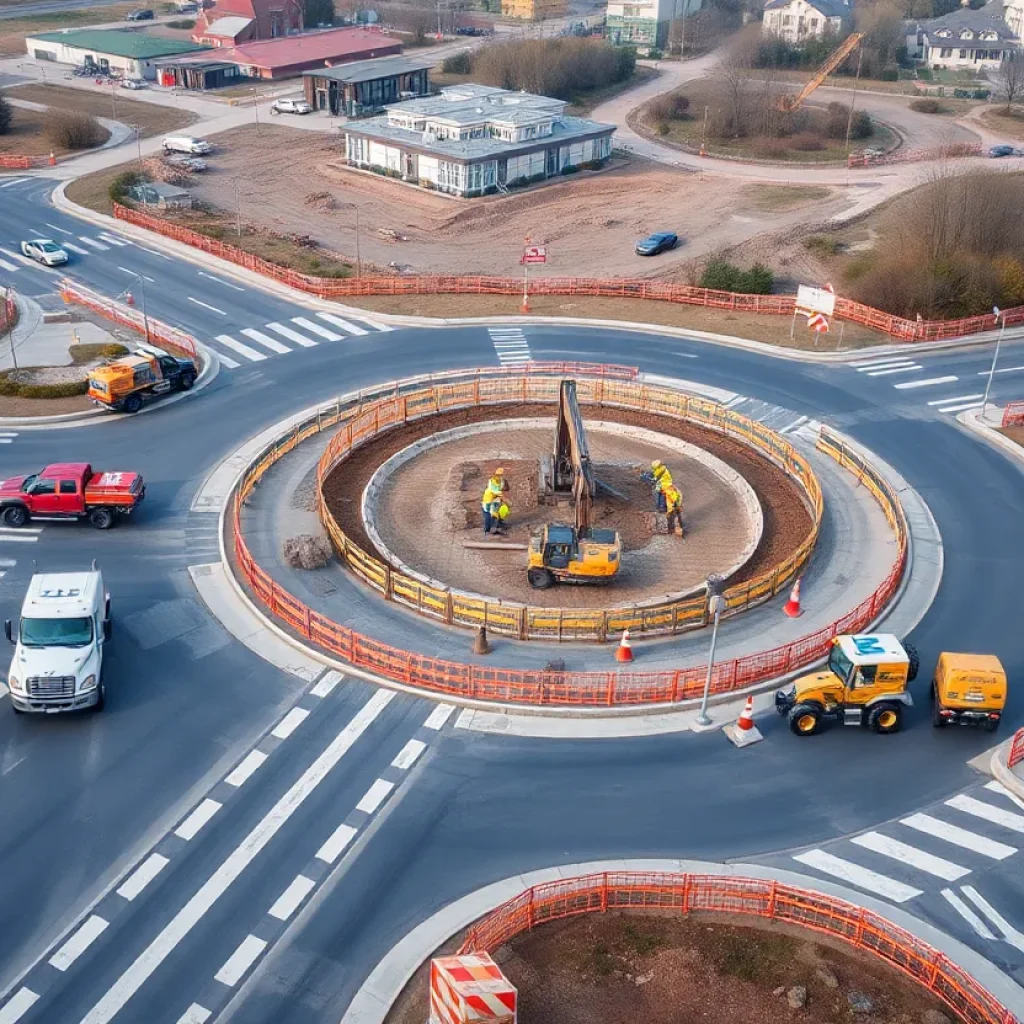 Construction site of roundabout in Northville