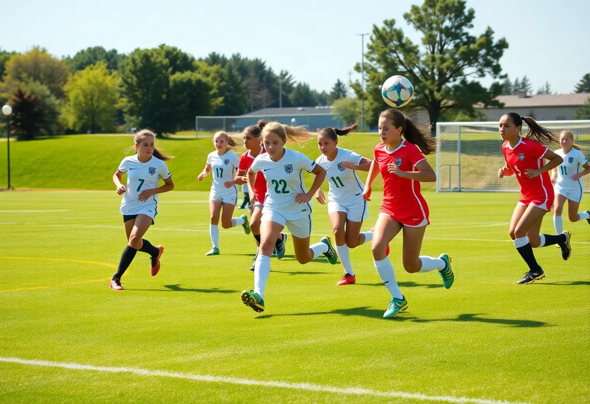 Girls' soccer game between Northville High School and Salem Rocks