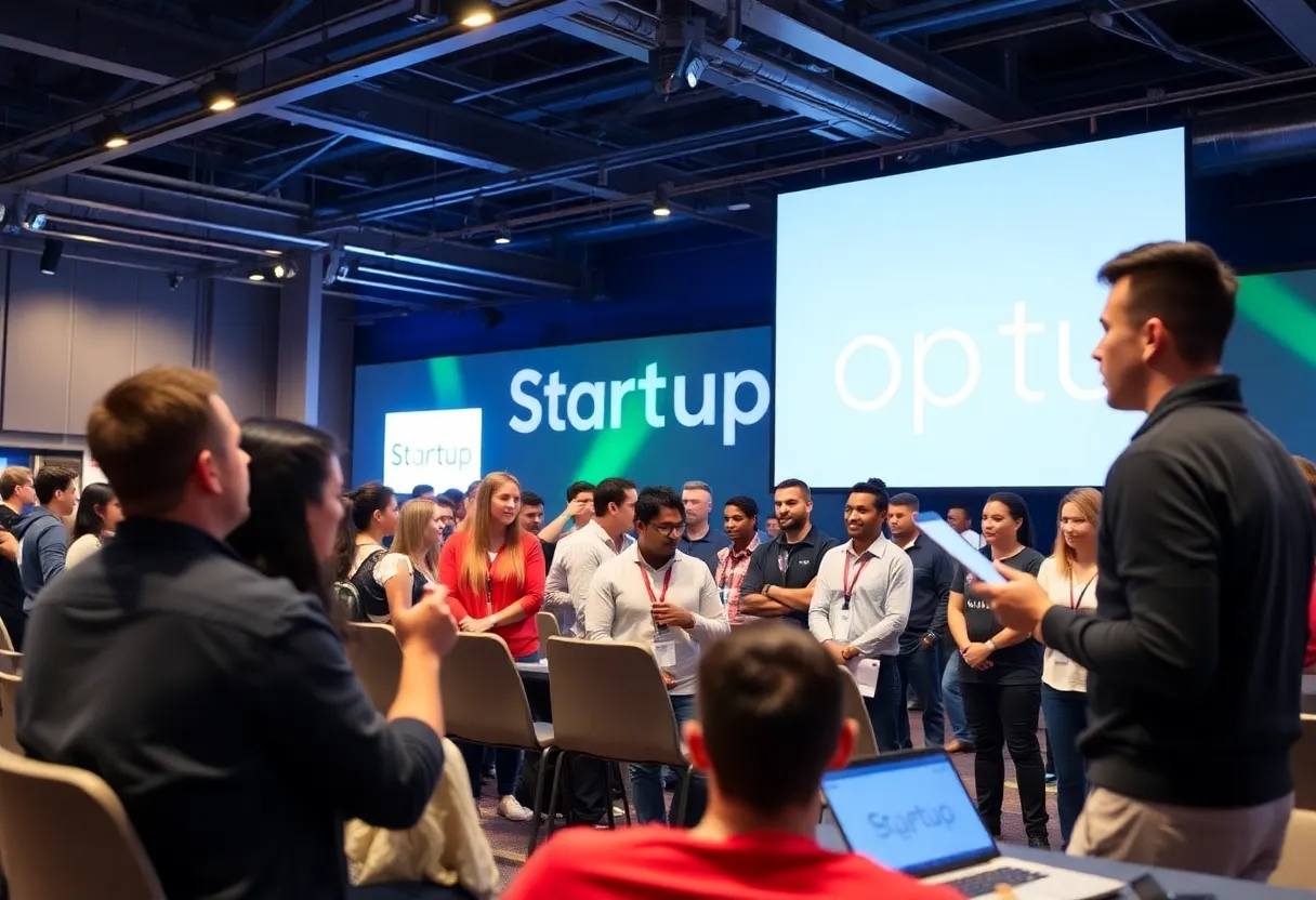 Entrepreneurs participating in the PitchMI competition showcasing their startup ideas.